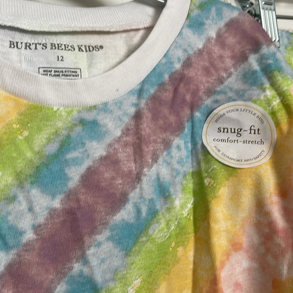 Burt's Bees Baby Girls' Pajamas Set 100% Organic Cotton Pastel Tie-Dye size 12 - Picture 3 of 3